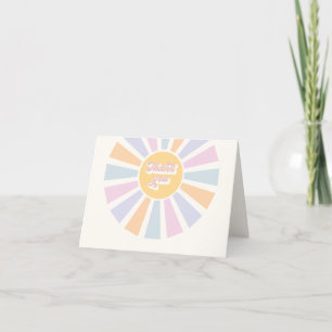 Sunshine Baby Shower Here Come The Sun Pink Rays Thank You Card