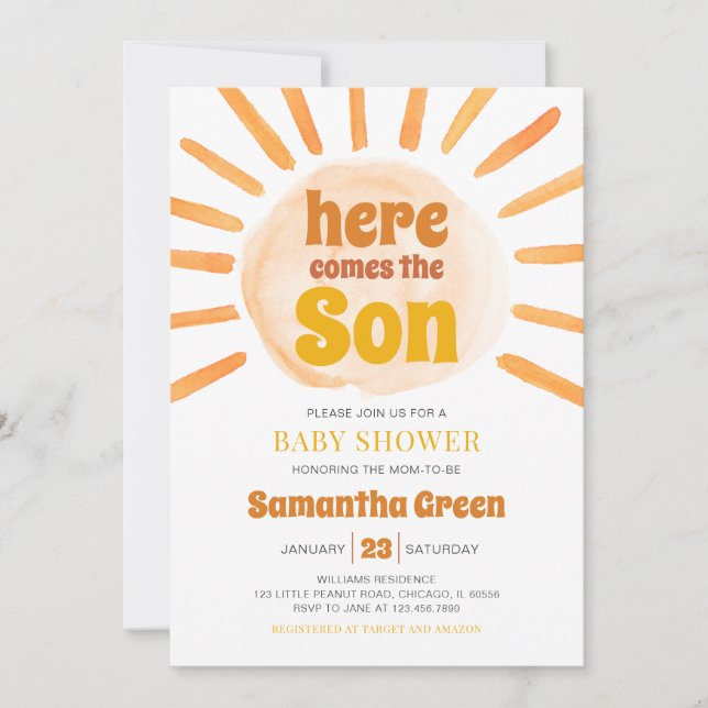 Sunshine Baby Shower Invitation (Front)