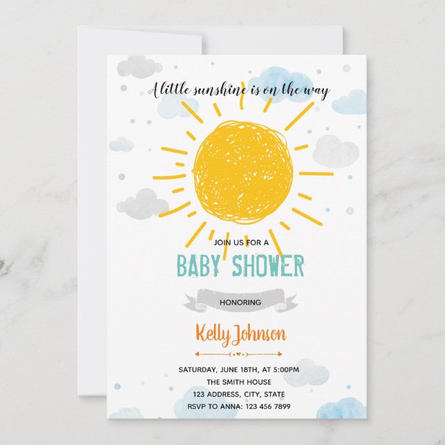 Sunshine baby shower invitation (Front)