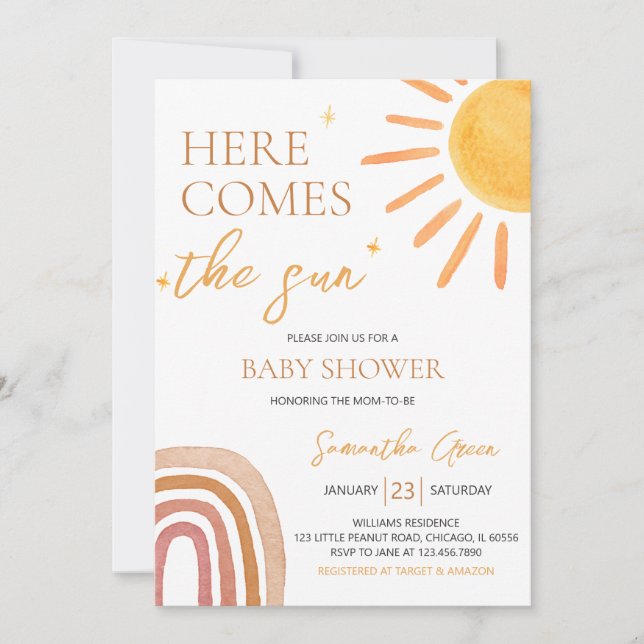 Sunshine Baby Shower Invitation (Front)