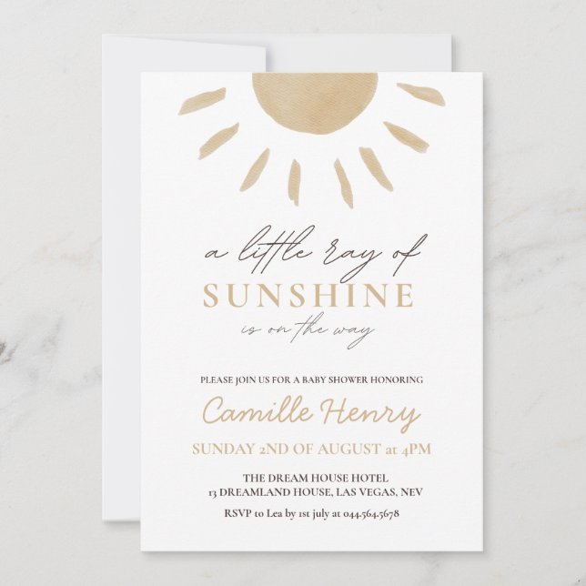 Sunshine Baby Shower Invitation LEO (Front)