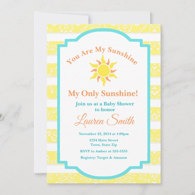 Sunshine Baby shower Invitation Sun Boy (Devant)