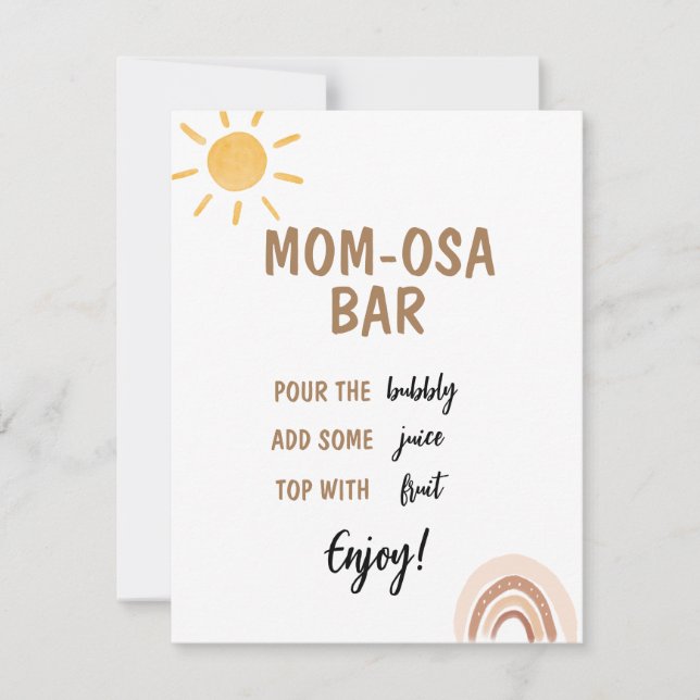 Sunshine Baby Shower Mimosa Bar Sign Card (Front)