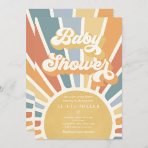 Sunshine Baby Shower Muted Boho Retro Sunshine Invitation