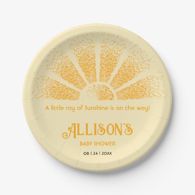 Sunshine Baby Shower Paper Plate (Front)