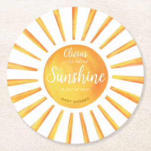 Sunshine Baby Shower Round Paper Coaster