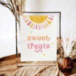 Sunshine Baby Shower Sweet Treats Sign<br><div class="desc">Brighten up your baby shower with our Sunshine "Sweet Treats" Sign! This boho design features a watercolor sun, retro typography, and star accents, all set against a soft vintage white background. With its bright and girly colour scheme of pink, peach, and yellow, it sets the perfect tone for celebrating your...</div>