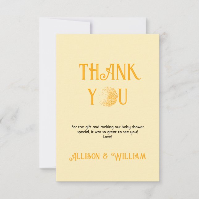Sunshine Baby Shower Thank You Card (Front)