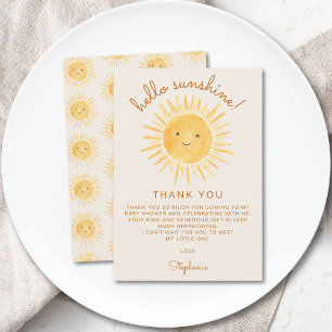 Sunshine Baby Shower Thank You Card