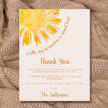 Sunshine Baby Shower Thank You Postcard<br><div class="desc">This baby shower thank you card features the text "A little ray of sunshine is almost here!" with a yellow watercolor sun on a soft cream background. Perfect for a gender-neutral baby shower. Easily customizable. Use the Design Tool to change the text size, style, or colour. Because we create our...</div>