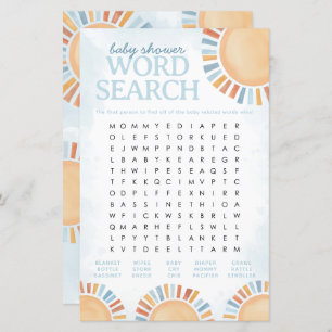 Sunshine Baby Shower Word Search Game