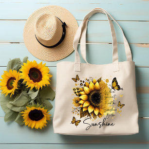 Sunshine Be the Sunshine Sunflower Tote Bag