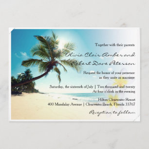 Sunshine Beach Palm Trees Plumerias Wedding Invite