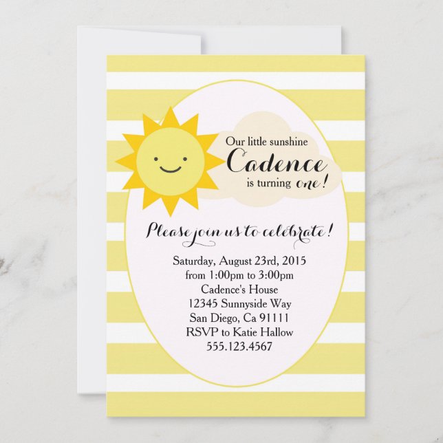 Sunshine birthday invitation (Front)