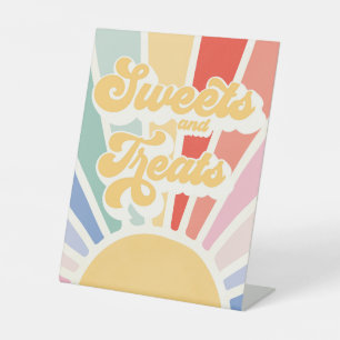 Sunshine Birthday Muted Rainbow Sweets And Treats Pedestal Sign