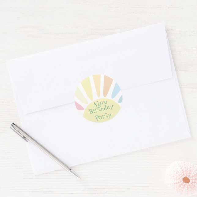 Sunshine Birthday Party Classic Round Sticker (Envelope)