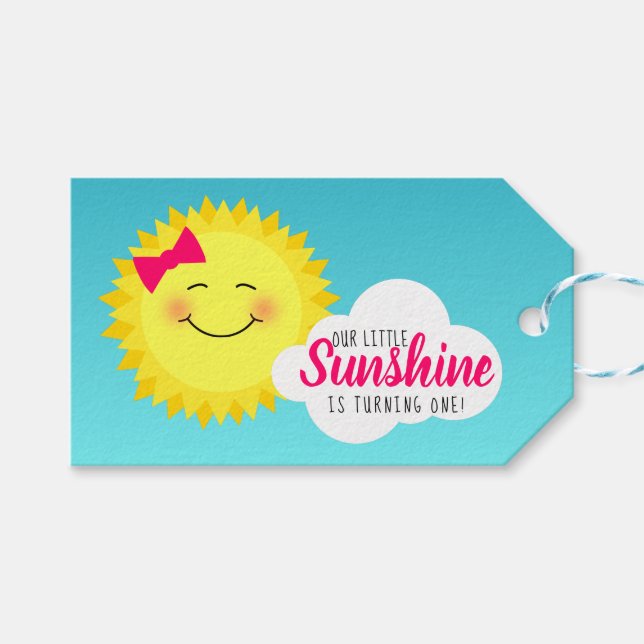 Sunshine Birthday Party Gift Tags (Front (Horizontal))