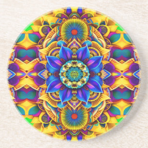 Sunshine Blue Accent Mandala Coaster