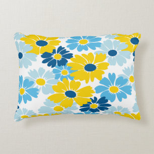 Sunshine Blue Sky Blooming Daisy Accent Pillow