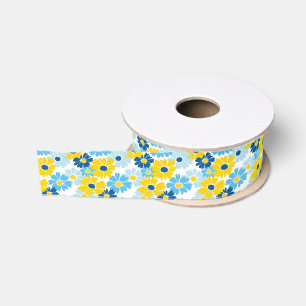 Sunshine Blue Sky Blooming Daisy  Grosgrain Ribbon
