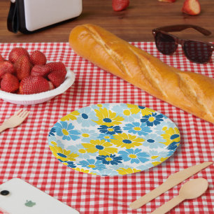 Sunshine Blue Sky Blooming Daisy  Paper Plate