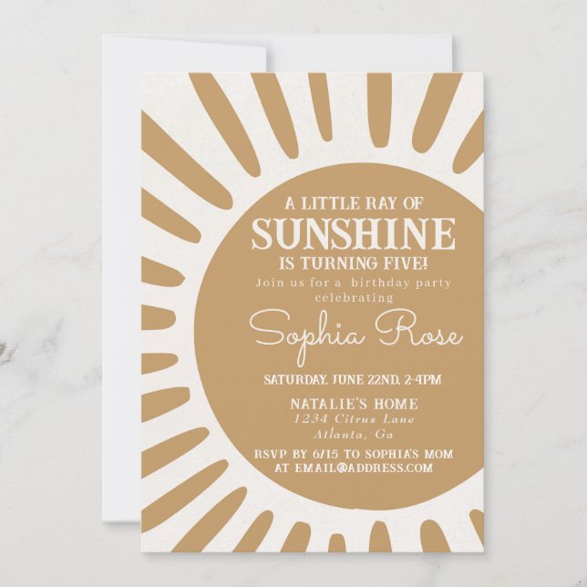 Sunshine boho anniversaire invitation de soleil (Devant)