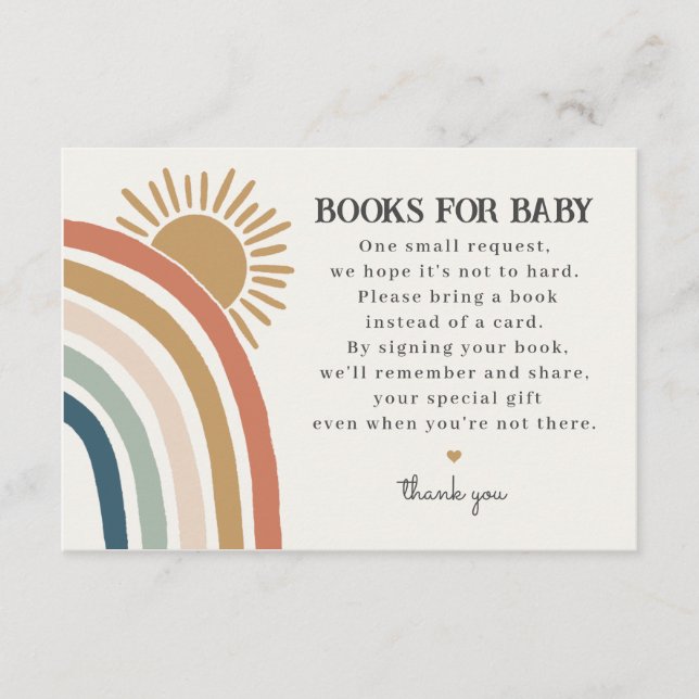 sunshine boho books for baby invitation insert (Front)