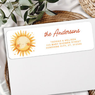 Sunshine Boho Cute Sun Baby Shower Return Address