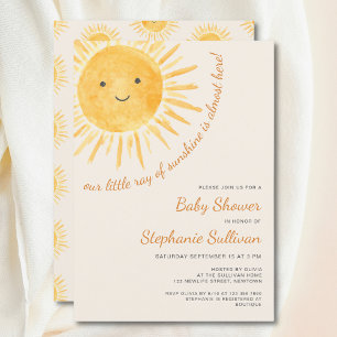 Sunshine Boho Gender-Neutral Sun Baby Shower Invitation