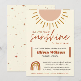 Sunshine Boho Rainbow Baby Shower Invitation