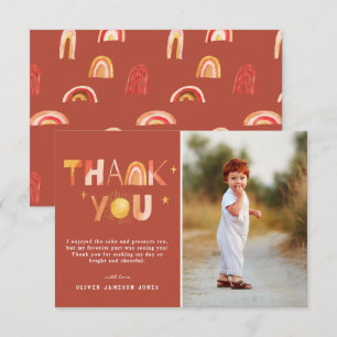 Sunshine Boho Rainbow   Photo Thank You Card