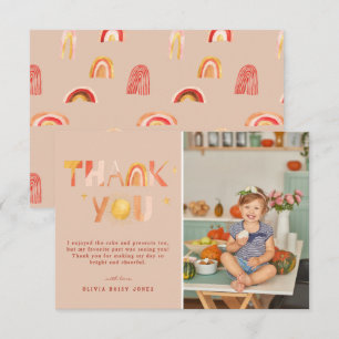 Sunshine Boho Rainbow   Photo Thank You Card