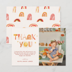 Sunshine Boho Rainbow   Photo Thank You Card