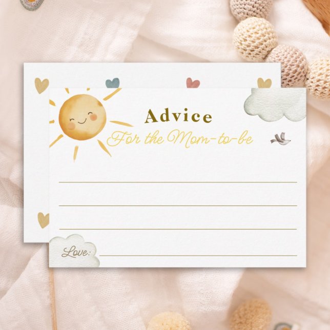 Sunshine Boho Sun Baby Shower Advice for Mom Card (Creator Uploaded)