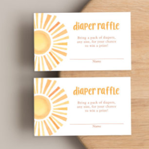 Sunshine boho sun baby shower diaper raffle cards