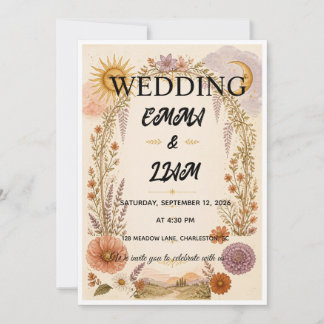 Sunshine Botanical Archway Wedding Invitation