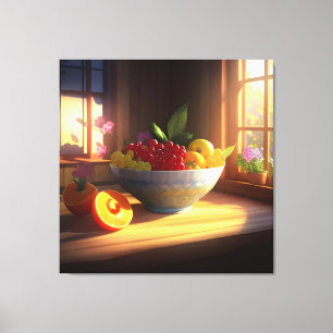 Sunshine Bowl of Fruit and Flowers 2 Canvas Print