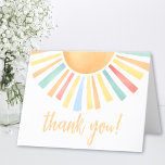 Sunshine Bright Colourful Sun Thank You<br><div class="desc">This bright and cheerful sun-themed thank you card is the perfect way to express gratitude after your celebration. The front of the folding card features a vibrant sun at the top with colourful rays in shades of yellow, orange, teal, blue, and red, bringing warmth and joy to your message. Below...</div>