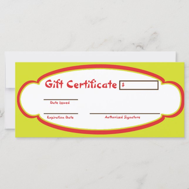 Sunshine Chid Care Gift Certificate (Front)