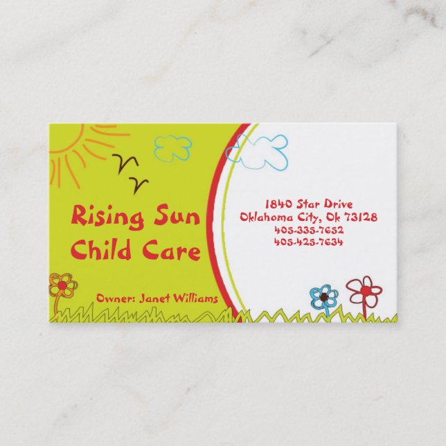 Sunshine Child Care Business Card (Front)