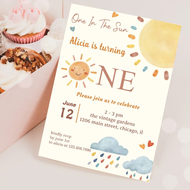Sunshine Cloud One In The Sun 1st Birthday  Invitation (Creator Uploaded)