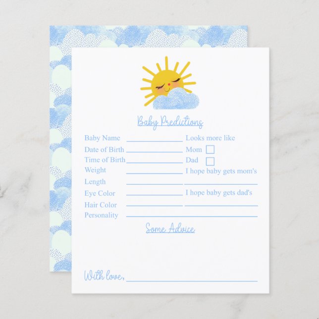 Sunshine Clouds Baby Shower Predictions And Advice (Front/Back)