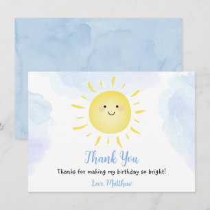 Sunshine Clouds Blue Birthday Thank You Card