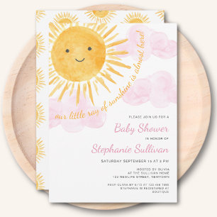 Sunshine Clouds Girl's Baby Shower Invitation