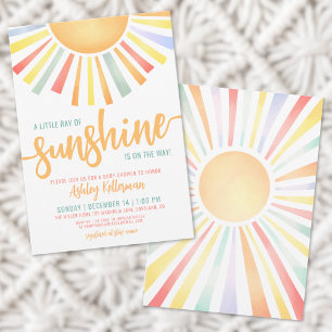 Sunshine Colourful Bright Sun Baby Shower Invitation