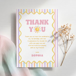Sunshine colourful Stripe Girl Birthday  Thank You Card