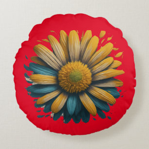 Sunshine Daisy Round Pillow