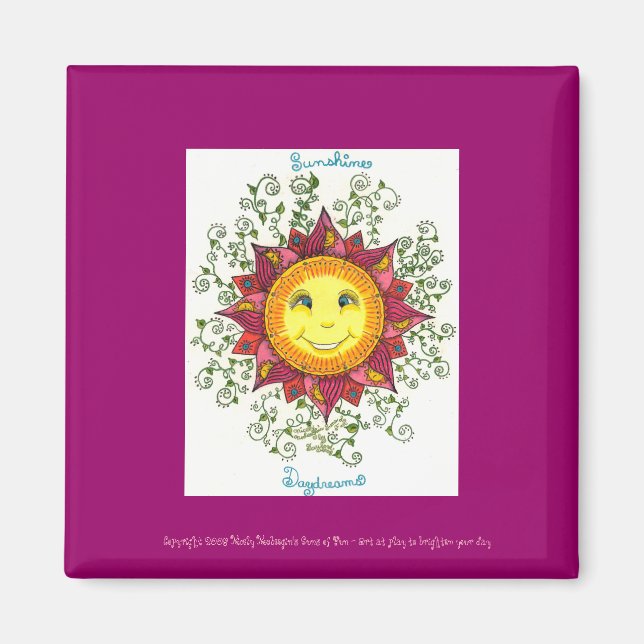 Sunshine Daydream - 2" Sq. Aimant (fuschia) (Devant)