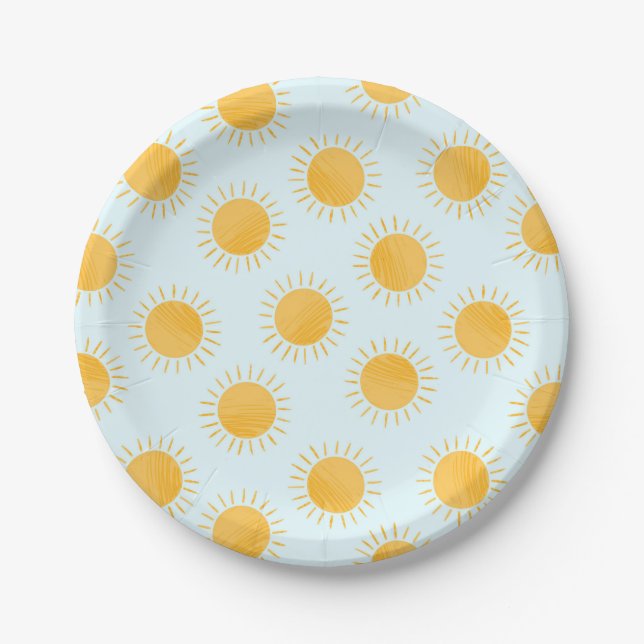 Sunshine Doodle Day Pattern Paper Plate (Front)