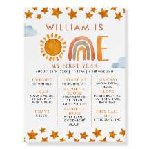 Sunshine et Rainbow 1er Birthday Milestone Board